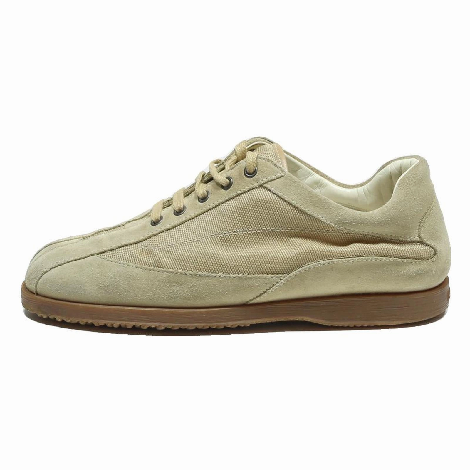 HOGAN Mens Lace-Up Footwear Beige Synthetic UK 7 Casual Retro Style Comfortable Low Heel Oxfords