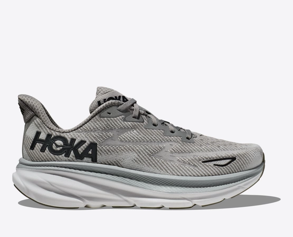 Hoka Mens Clifton 9 Wide - Harbor Mist/Black (1132210-HMBC) Shoes For Stability Walking