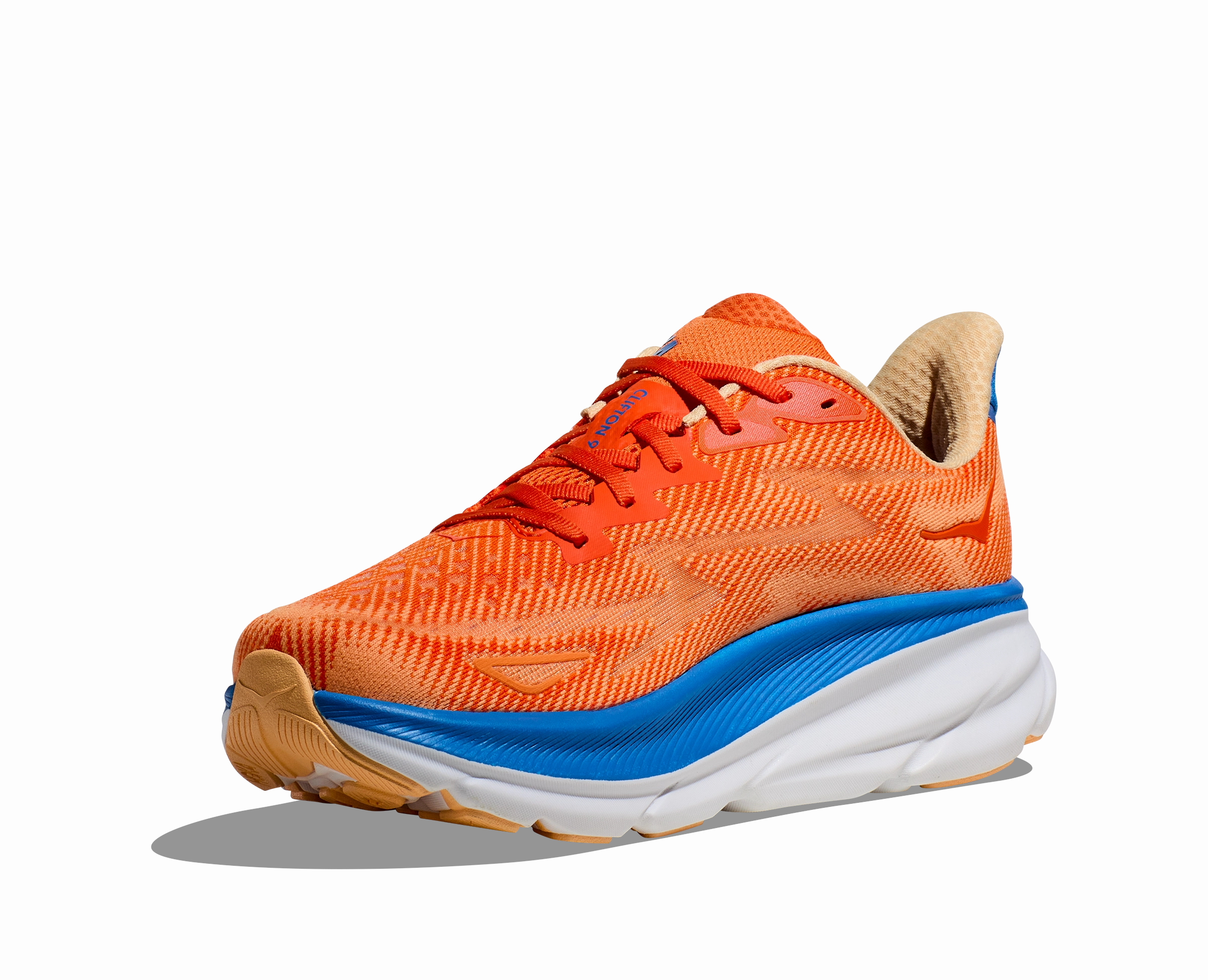 Hoka Mens Clifton 9 Wide - Vibrant Orange/Impala (1132210-VOIM) Walking Shoes For Older Adults