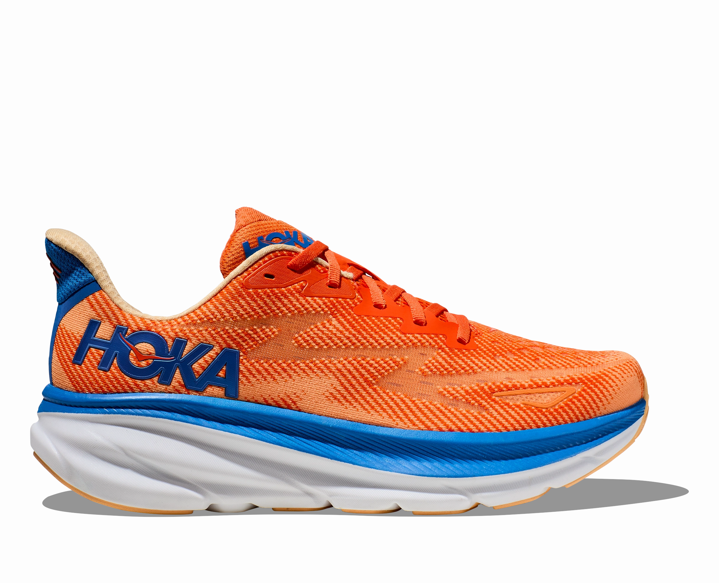 Hoka Mens Clifton 9 Wide - Vibrant Orange/Impala (1132210-VOIM) Popular Walking Shoe Recommended Walking
