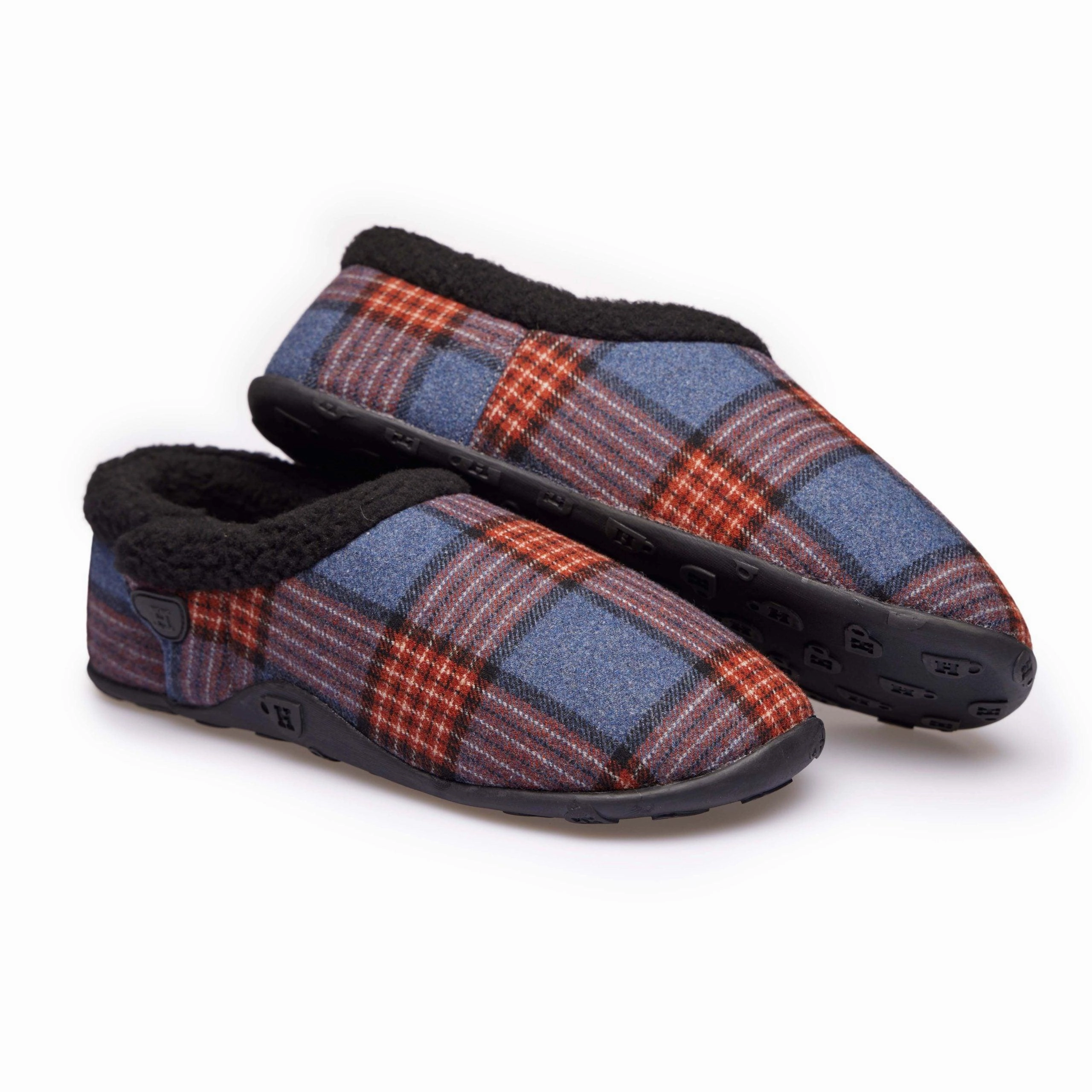 Edward - Blue Multi Check Men's Slippers Slides Clogs