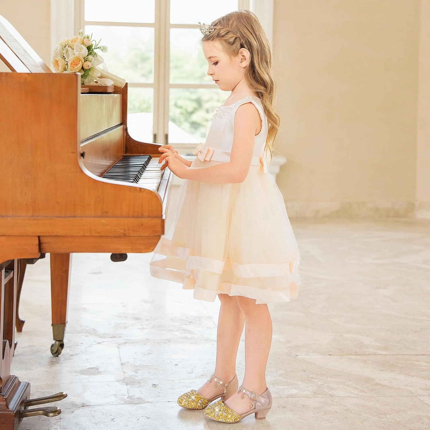 Furdeour Girls Dress Shoes Princess Crystal High Heels Closed Toe Party Wedding Flower Girls Shoes Toddler Little Big Kid Asics Xo Wrestling Shoes