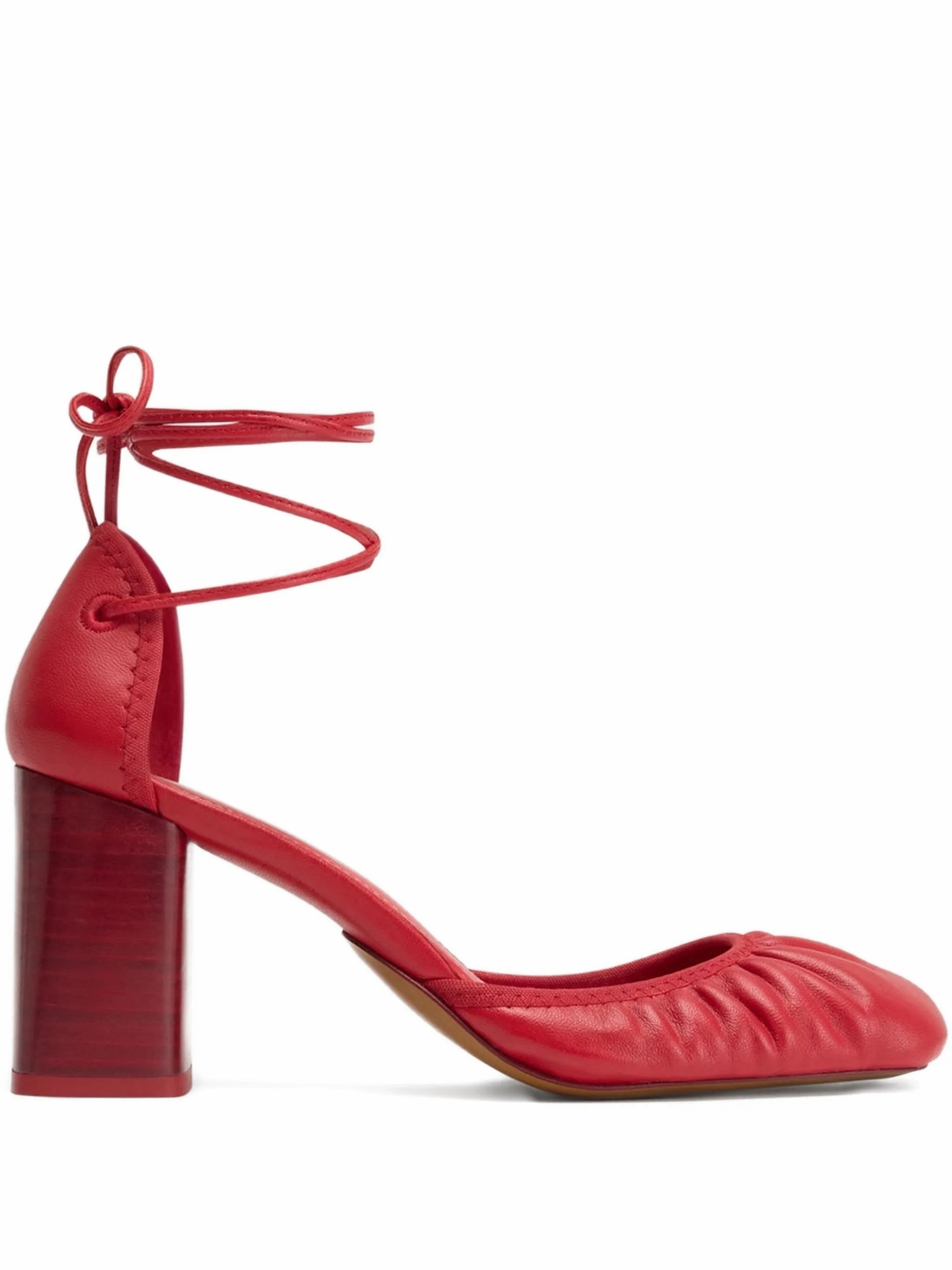 85mm Micro Ballerina 85 gathered-toe lace-up flats Low Ankle Boots With Trim At Heel