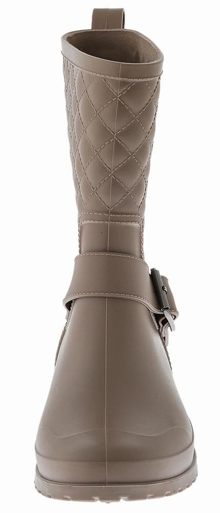 Ladies Matte Solid Taupe Quilted Mid-Calf Rain Boot Onguard Rain Boots