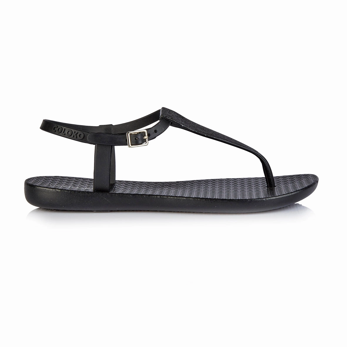 Coloko Amaryllis Curve Glitter Sparkly T-bar Flip Flops Sandals Black / Blush / Pewter Flip Flop Wreaths