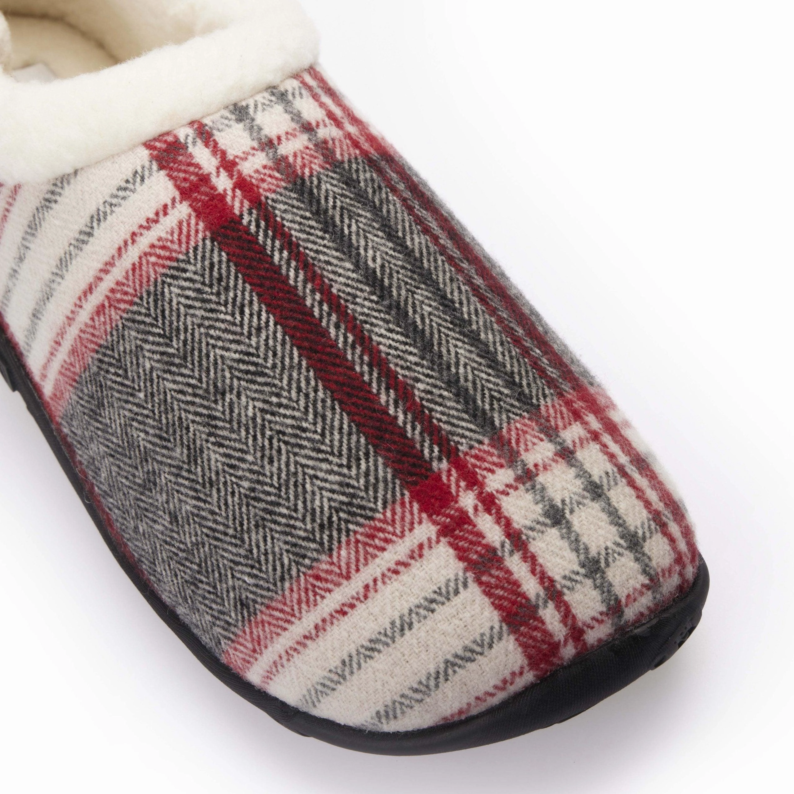 Jack - Grey Red Herringbone Check Men's Slippers Quercifolia Slippers
