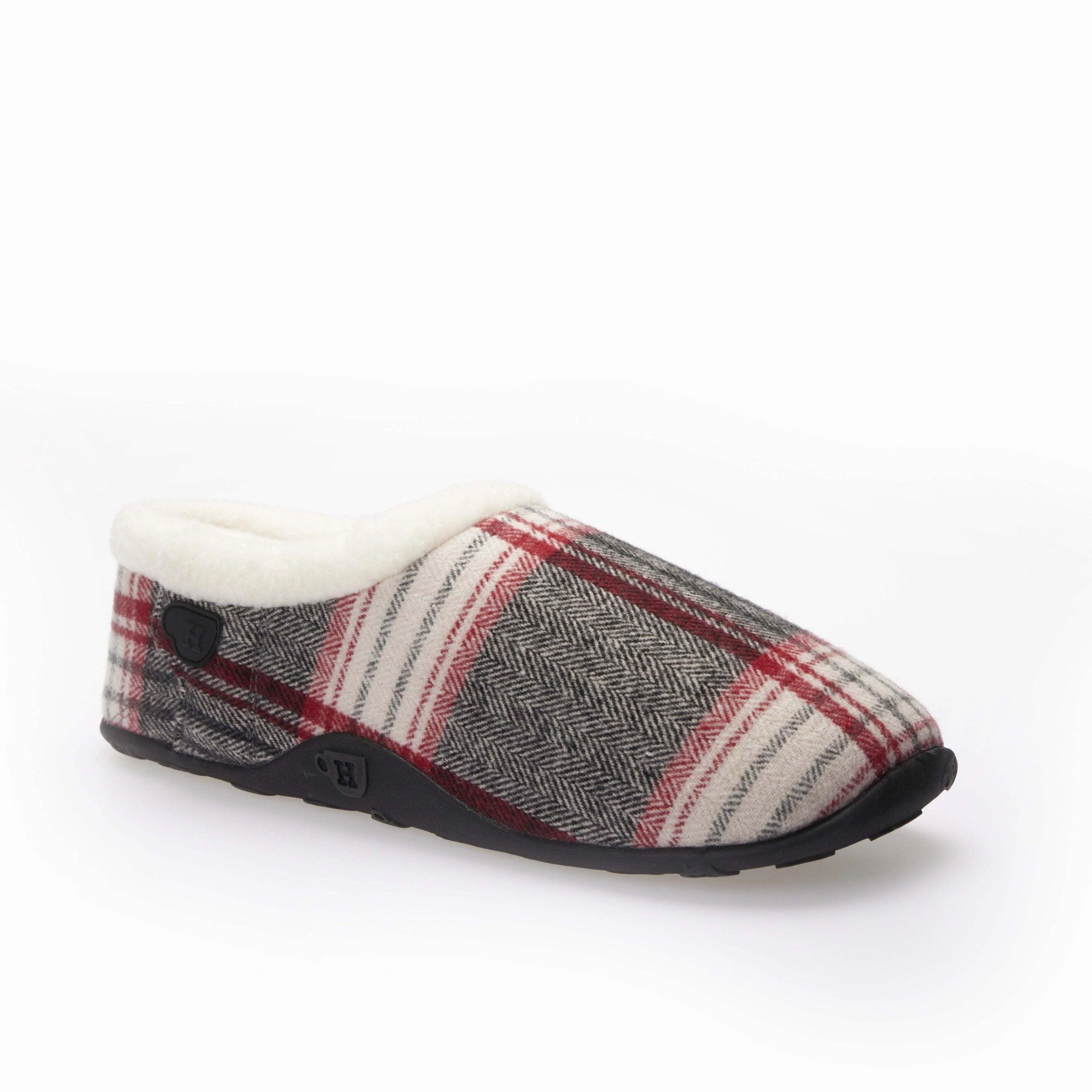 Jack - Grey Red Herringbone Check Men's Slippers Slippers Valentines