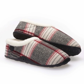 Toe Slippers Funny Jack - Grey Red Herringbone Check Men's Slippers