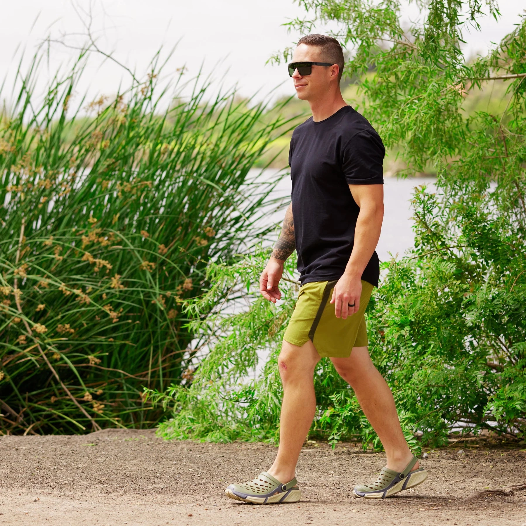 Joybees Men's Trekking Clog - Dusty Olive/Charcoal Top Rated Walking Shoes