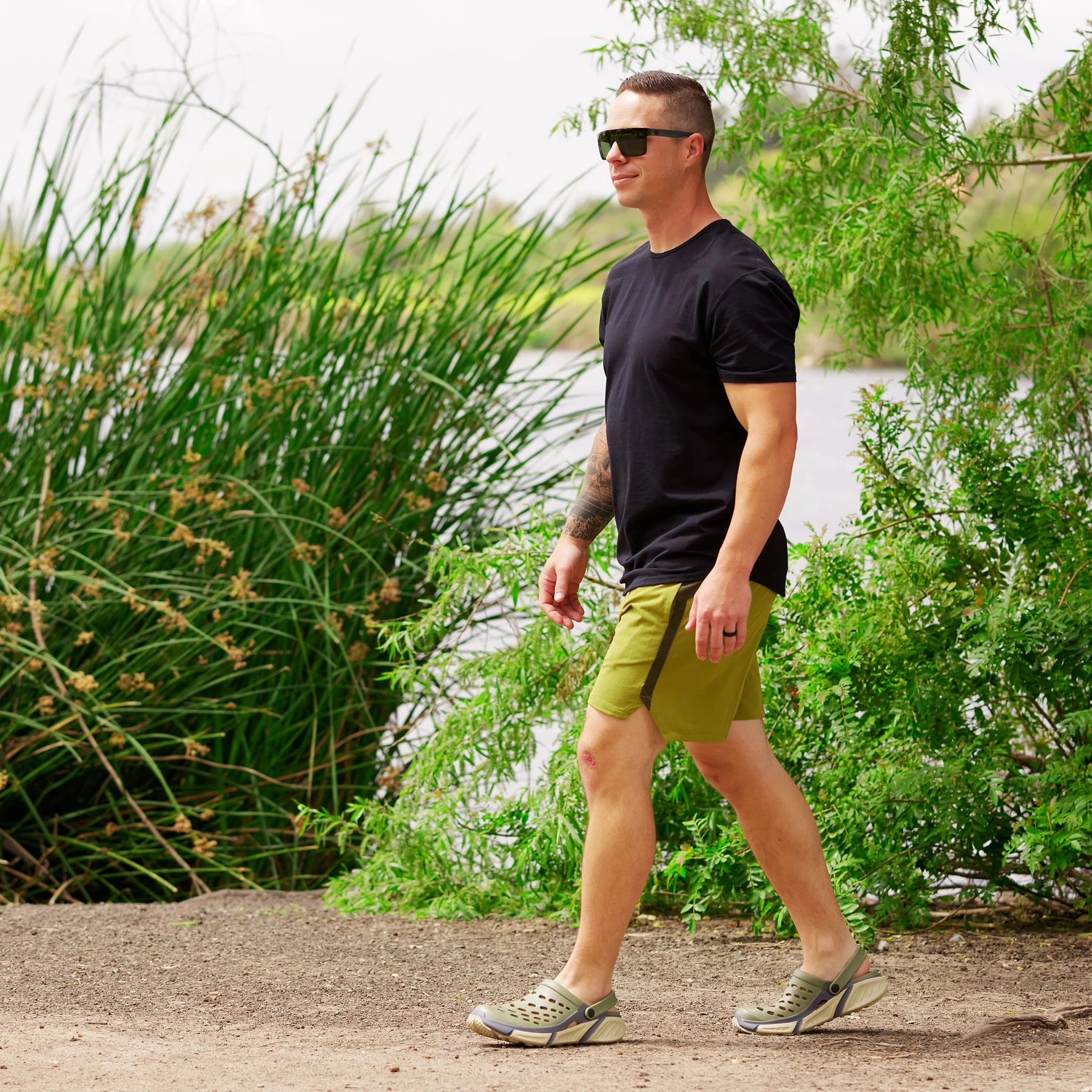 Joybees Men's Trekking Clog - Dusty Olive/Charcoal Waterproof Shoes For Walking