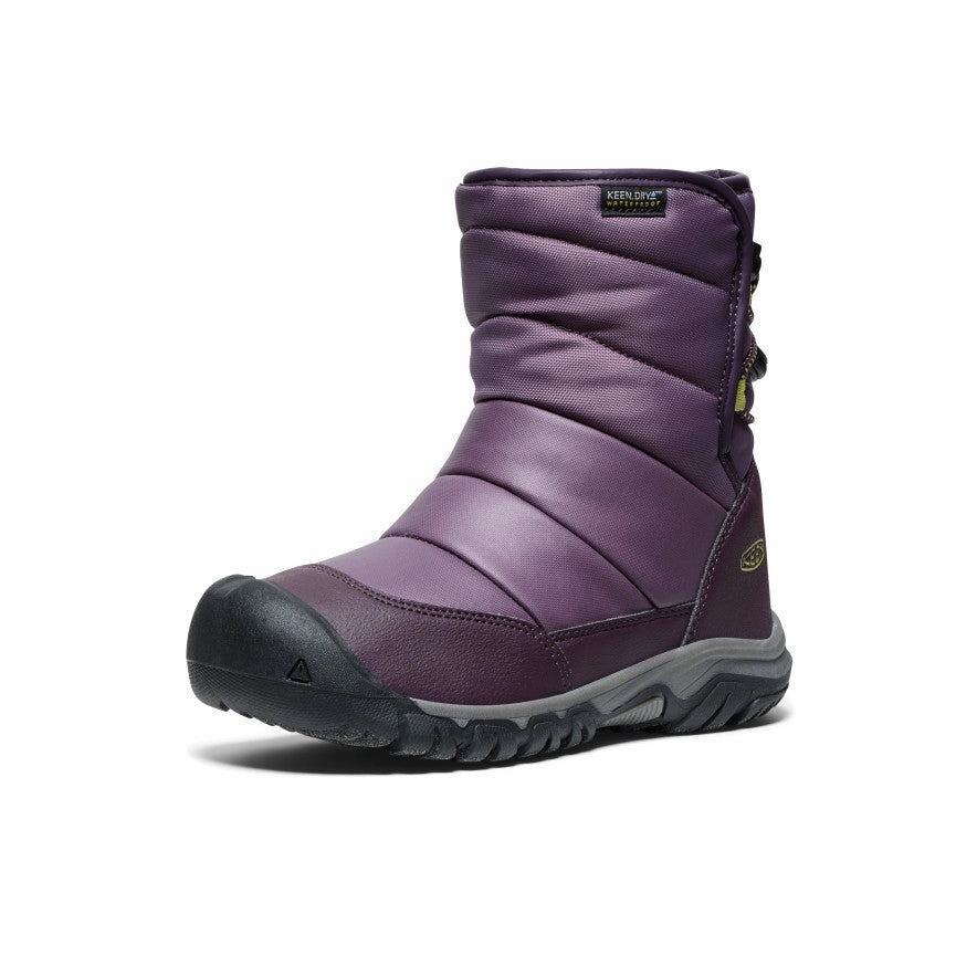 Cape Robbin Snow Boots Big Kids' Puffrider Waterproof Winter Boot  |  Black Plum/Daiquiri Green