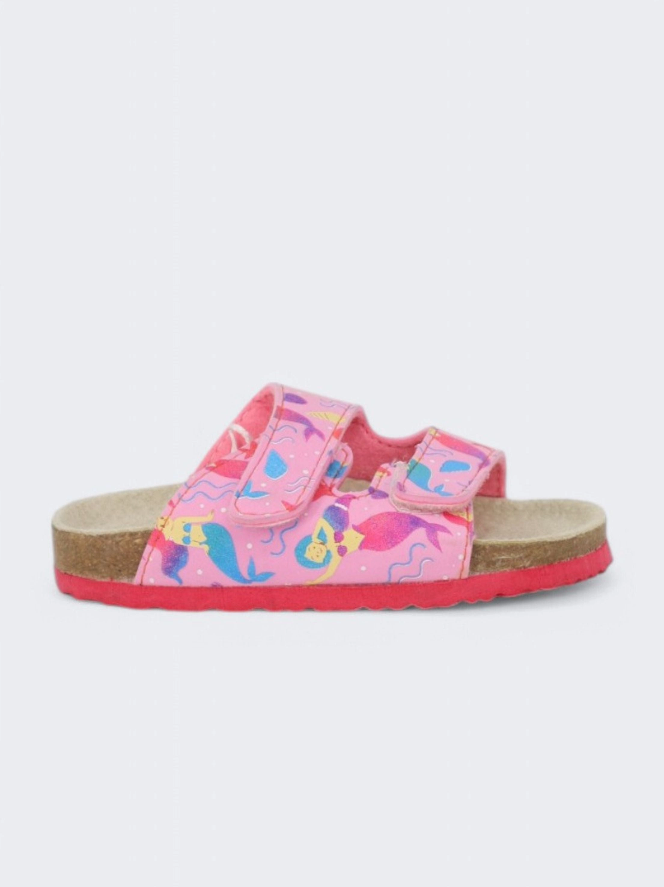 Fuzzy Flip Flop Slippers Kids Girl's Graphic Printed Slippers,Pink