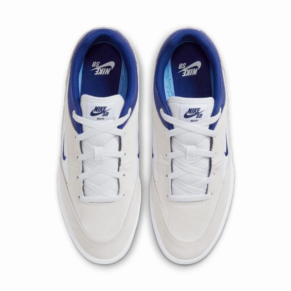 Customizable Nike Shoes Nike SB Malor Skate Shoes White - Deep Royal Blue - Platinum Tint