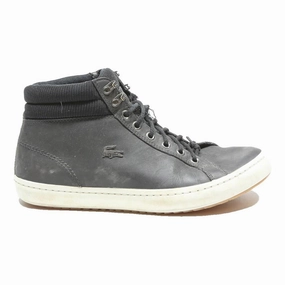 LACOSTE Mens High Top Leather Black UK 7.5 Casual Ankle Boots Stylish Real Snakeskin Boots