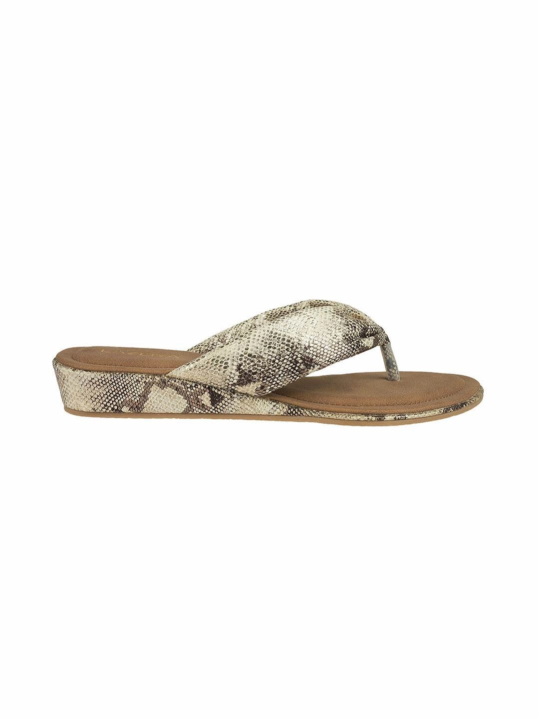 Lazera Textured Wedge Flip-Flops (1567) Rainbow Leather Flip Flops
