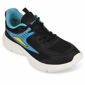 Leap7x Black Sports Lacing Running Shoes For Kids CLOUDY-5L By Liberty Best Lightweight Running Shoe