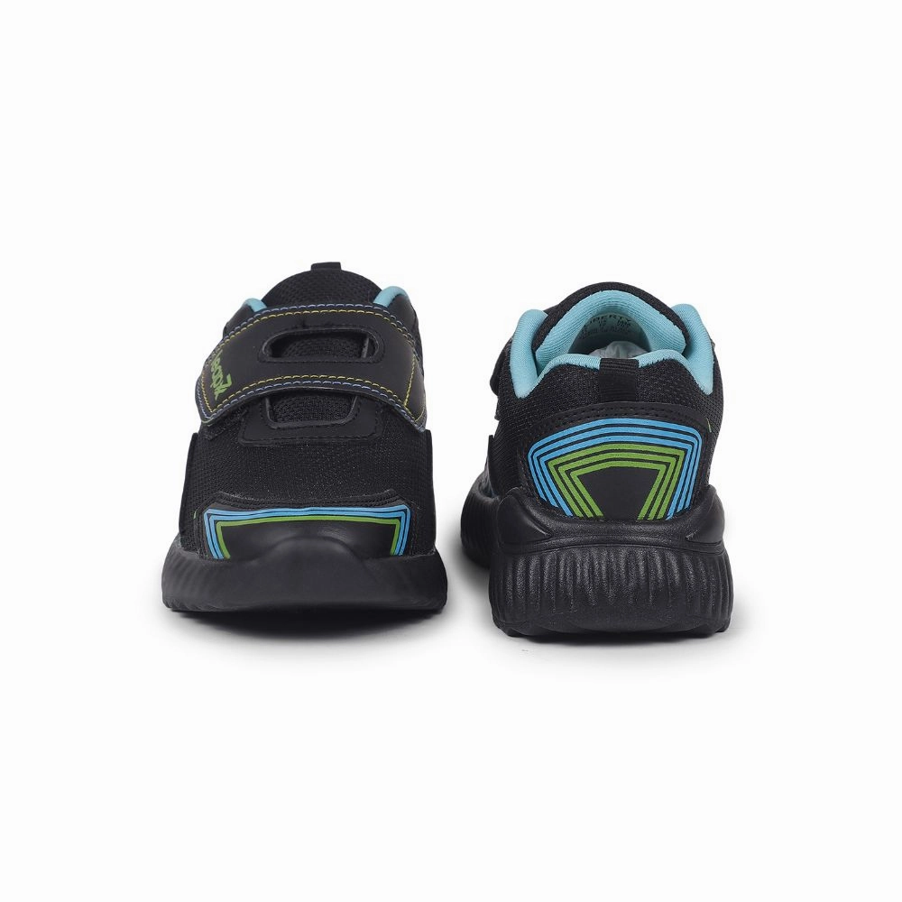 Leap7x Black Sports Slip-on Walking Shoes For Kids NITKID-2 By Liberty Walking Shoes Stability
