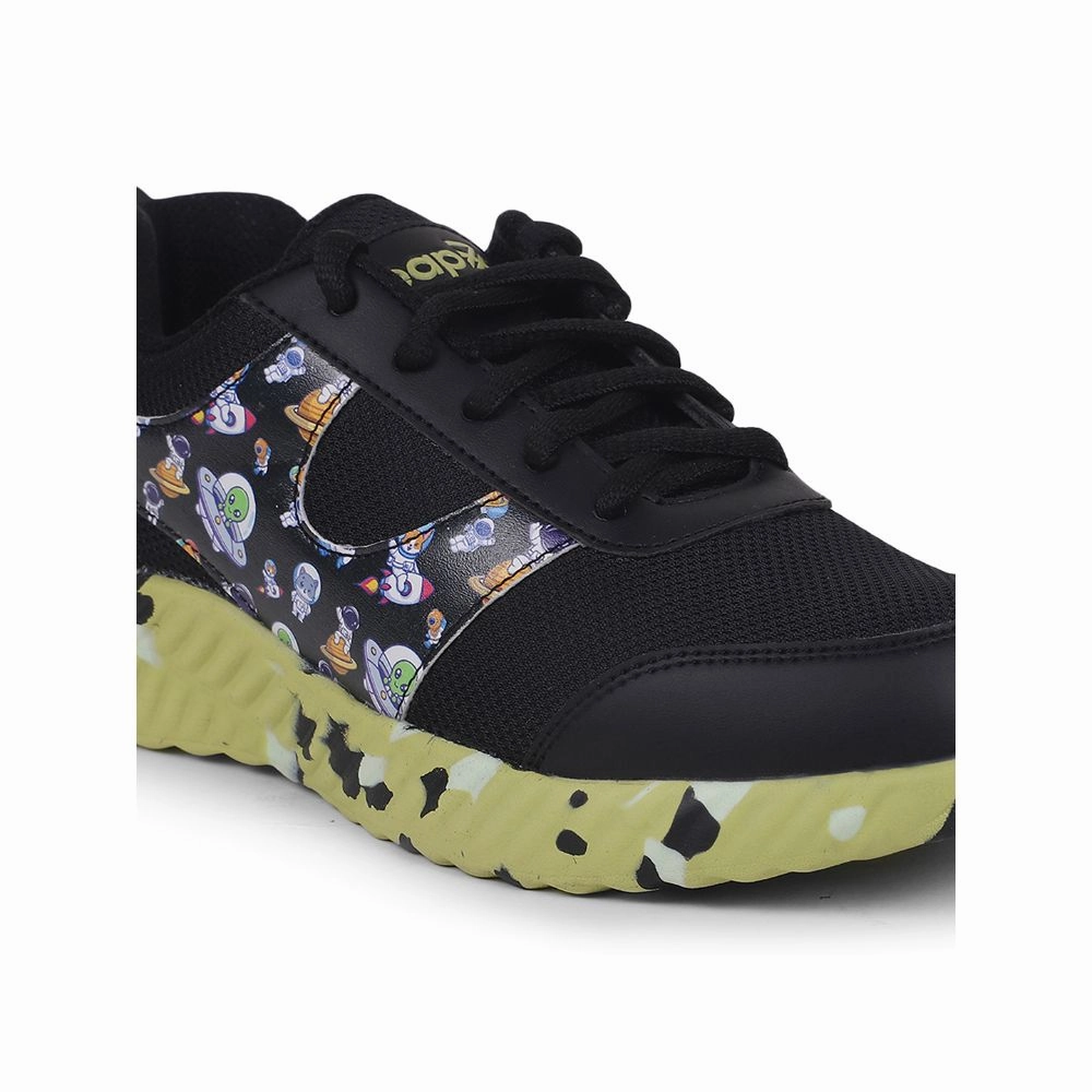 Good Walking Shoes Leap7x By Liberty Kids NITKID-1L Black Sports Lacing Shoes