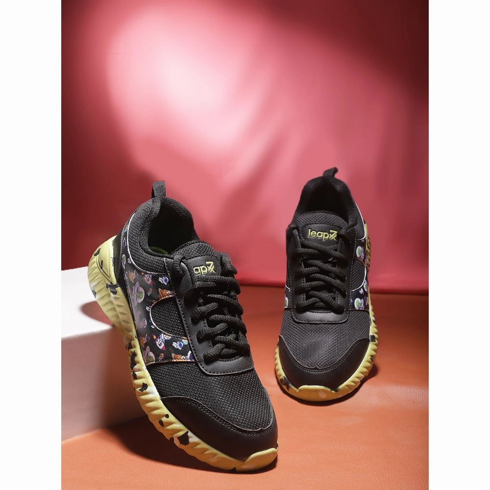 Leap7x By Liberty Kids NITKID-1L Black Sports Lacing Shoes To Wear For Walking All Day Best Stability Walking