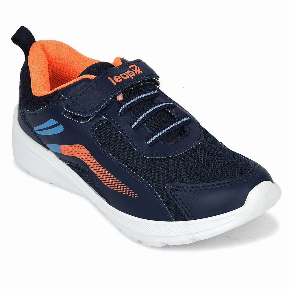 Leap7x Navy Blue Sports Non Lacing Walking Shoes For Kids TRAVEL-2V By Liberty Most Recommended Walking