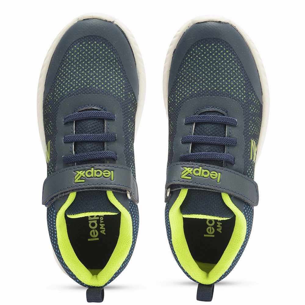 Leap7x Navy Blue Velcro Sports Walking Shoes For Kids NITKID-4E By Liberty For Walking All Day Good