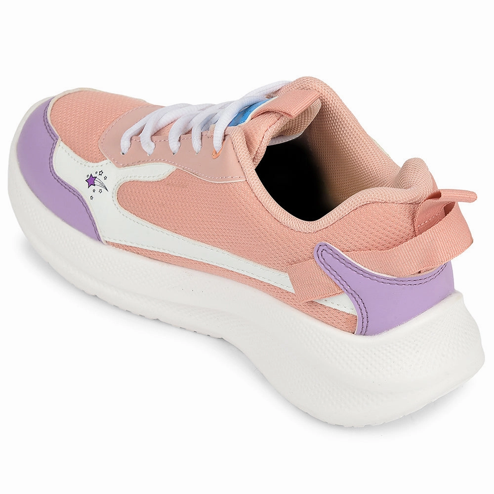 Leap7x Peach Sports Lacing Running Shoes For Kids RYAN-1L By Liberty Different Kinds Of Running Shoes