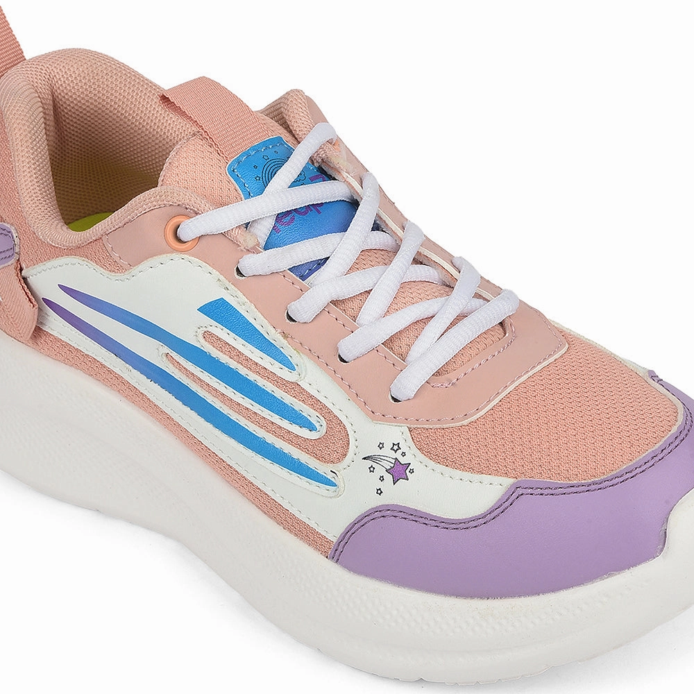 Leap7x Peach Sports Lacing Running Shoes For Kids RYAN-1L By Liberty Salomon Running Shoes