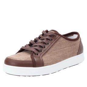 Traq by Alegria Men's Sneaq Sneaker - Washed Brown Derbies Or Oxfords