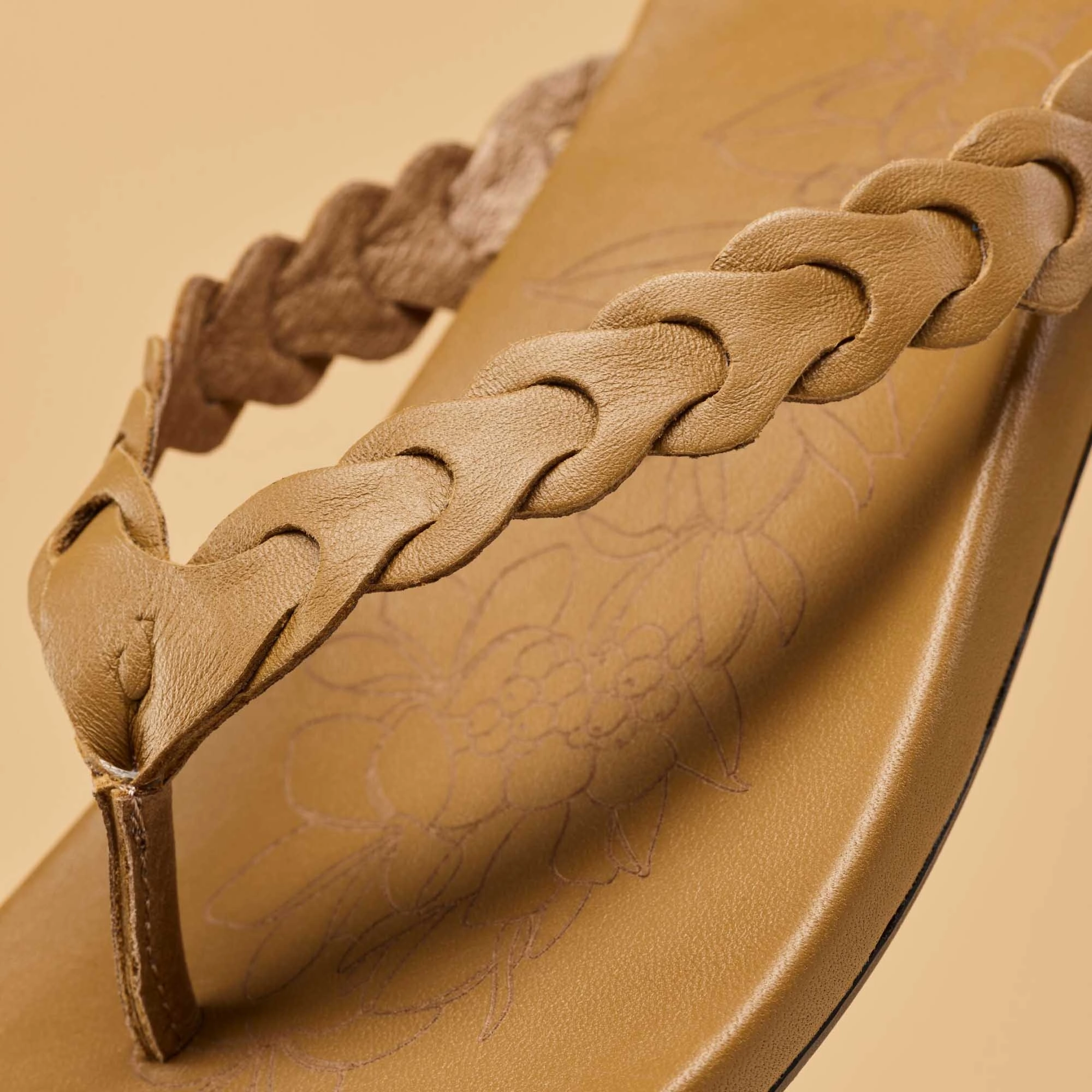 Lei - Tan 4 Inch Wedge Flip Flops