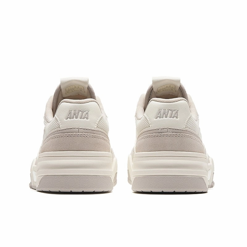 Animal Print Skate ANTA Women Flame 5 Skate Shoes 1224B8081-6 - Ivory White/Grey (Kasut Kasual Perempuan)