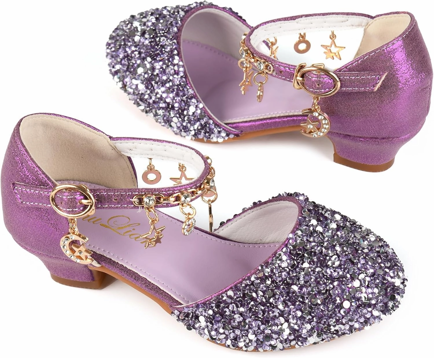 ChuLian Little Kids Girls Dress Pumps Glitter Sequins Princess Low Heels Princess Dress Shoes Party Dance Shoes Rhinestone Sandals Weight Of Asics Shoes