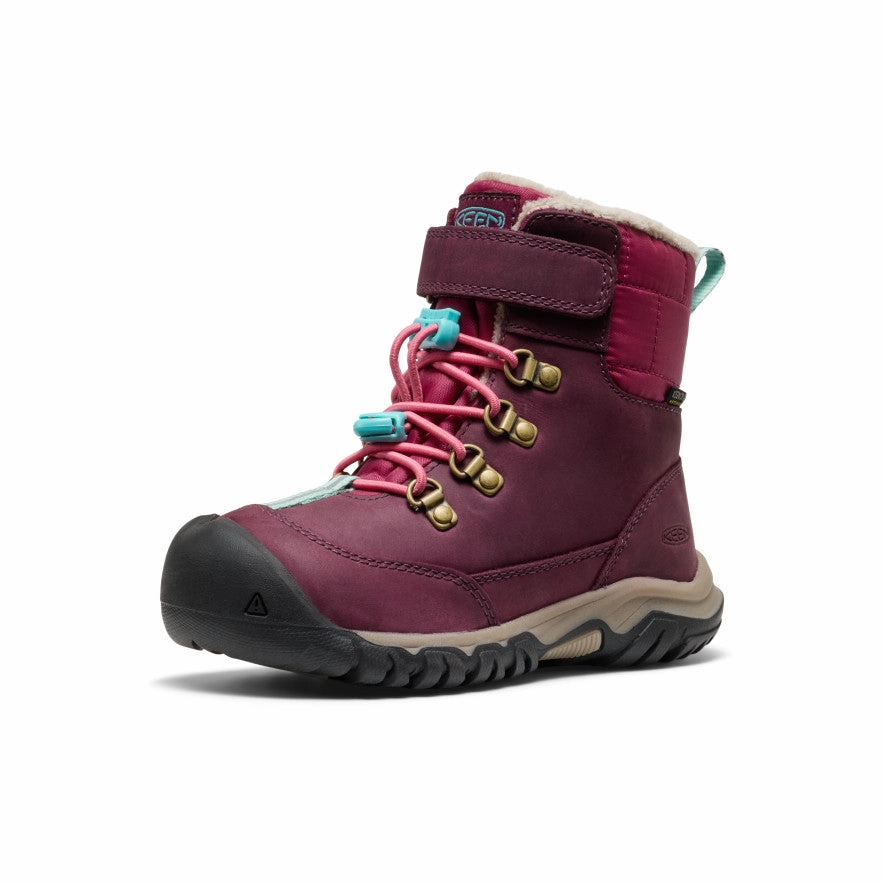 Columbia Fairbanks Snow Boot Little Kids' Kanibou Waterproof Winter Boot  |  Fig/Pink Lemonade