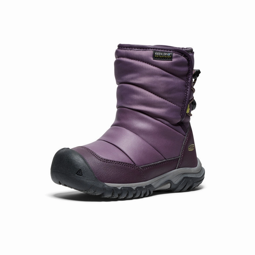 Snowflake Extreme Adaptive Long Snow Boots Little Kids' Puffrider Waterproof Winter Boot  |  Black Plum/Daiquiri Green