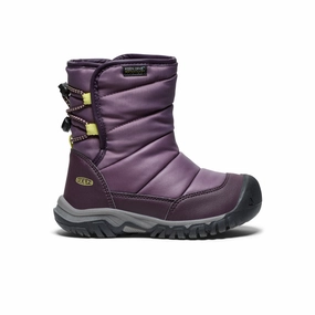 Little Kids' Puffrider Waterproof Winter Boot  |  Black Plum/Daiquiri Green Fluffy Snow Boots