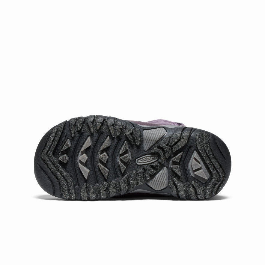 Moccasin Snow Boots Little Kids' Puffrider Waterproof Winter Boot  |  Black Plum/Daiquiri Green