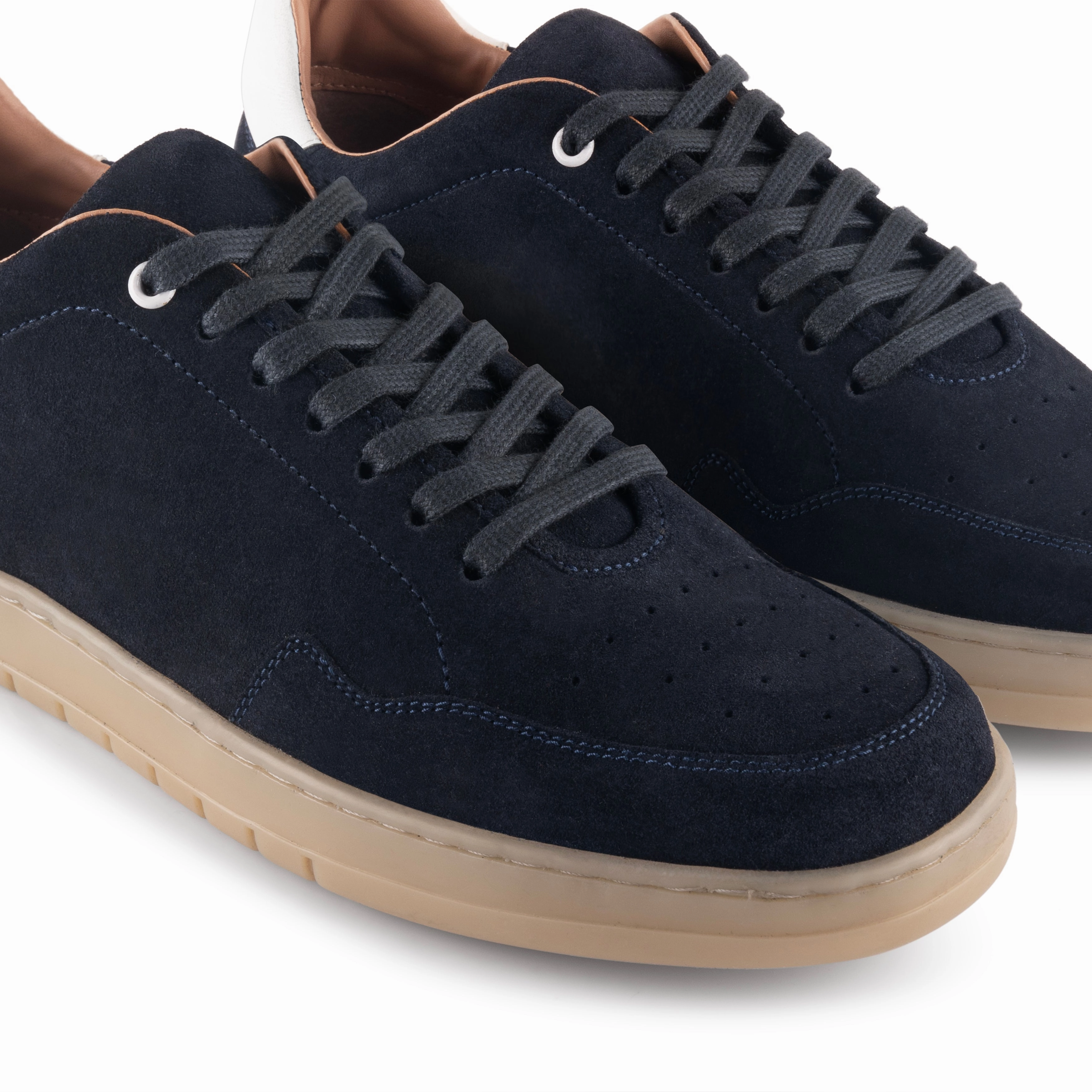 Lucano Suede Smart Casual Trainers - Navy Light Pink Oxfords