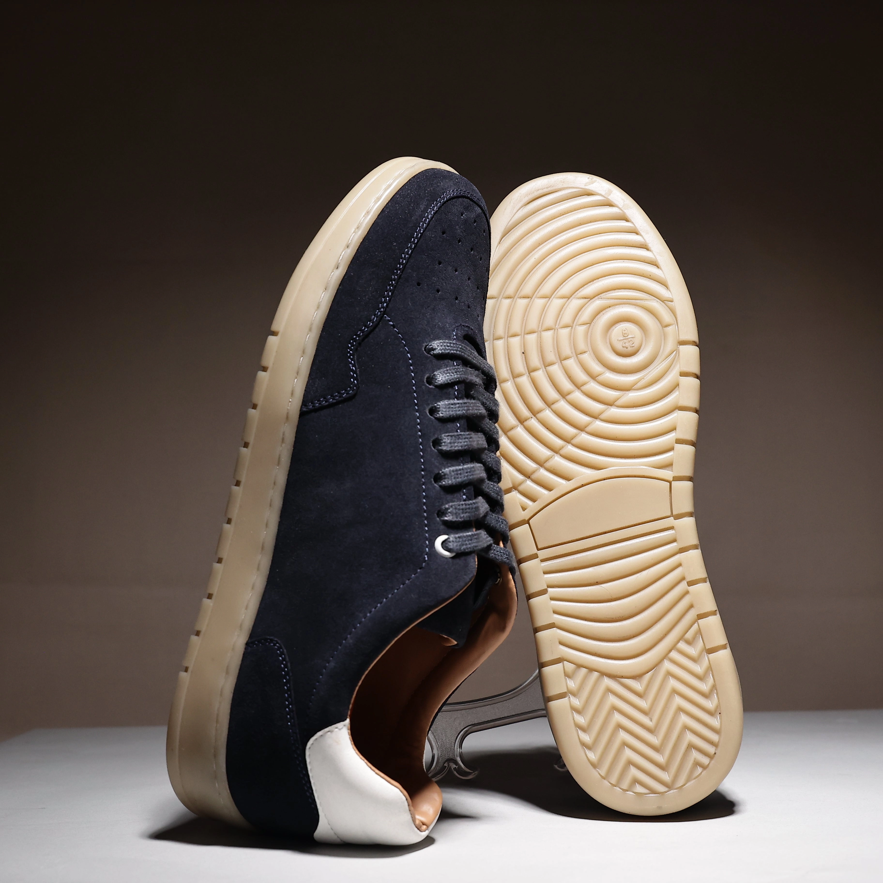 Bucks Vs Oxfords Lucano Suede Smart Casual Trainers - Navy