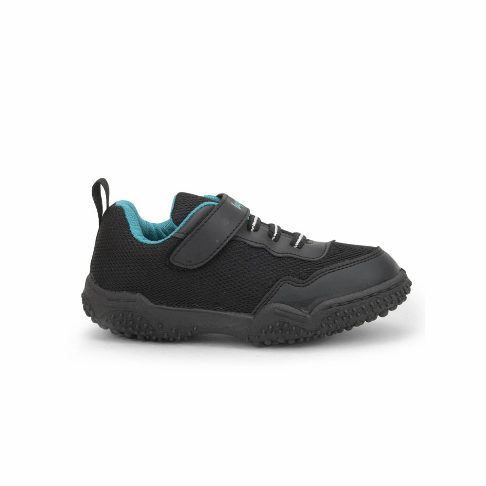 Lucy & Luke Black Sports Non Lacing Shoes For Kids QUICK-1 By Liberty Leather Walking Shoes