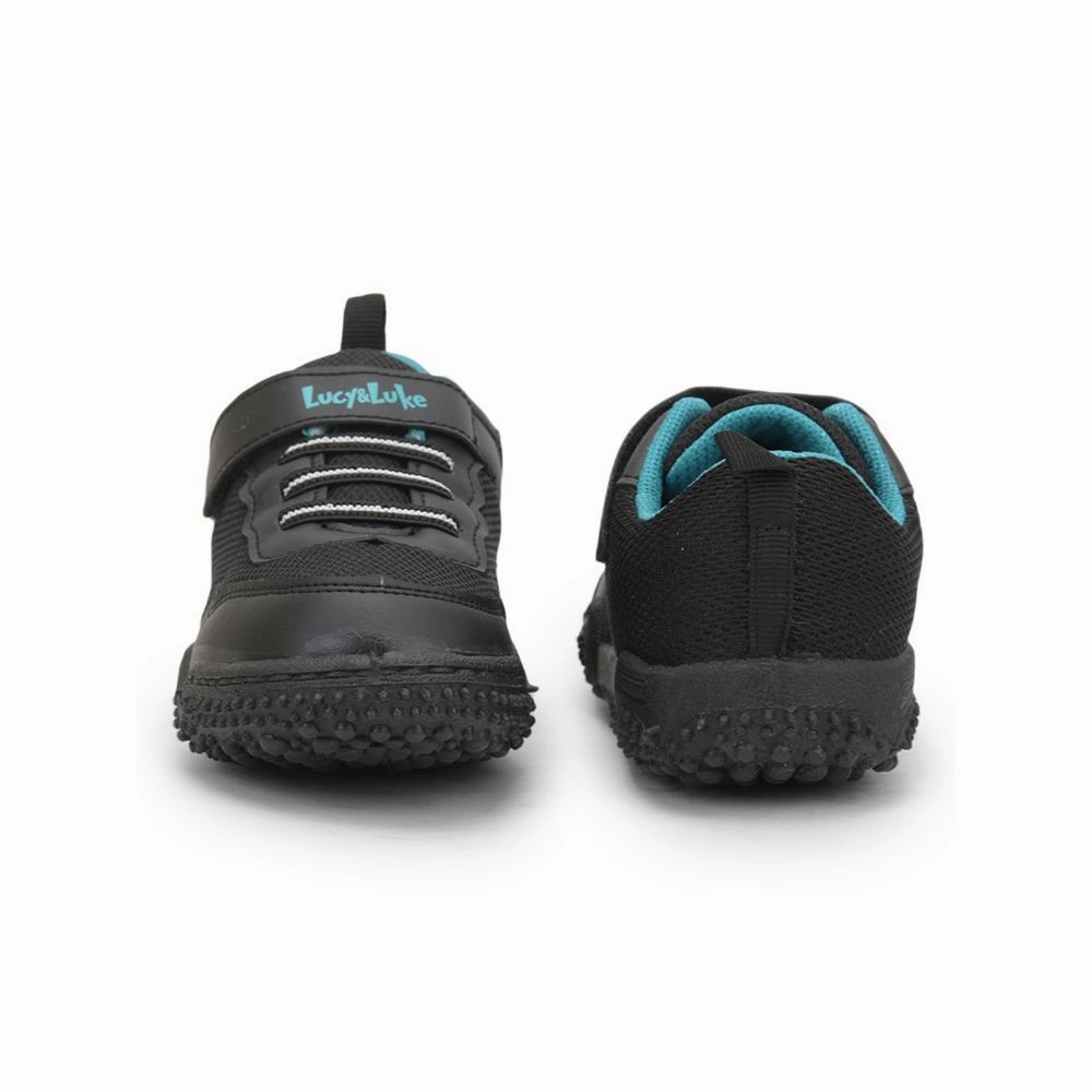 Orthotic Walking Shoes Lucy & Luke Black Sports Non Lacing Shoes For Kids QUICK-1 By Liberty