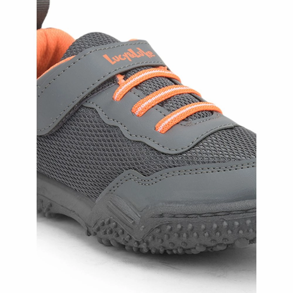 Stable Walking Lucy & Luke Grey Sports Non Lacing Shoes For Kids QUICK-1 By Liberty