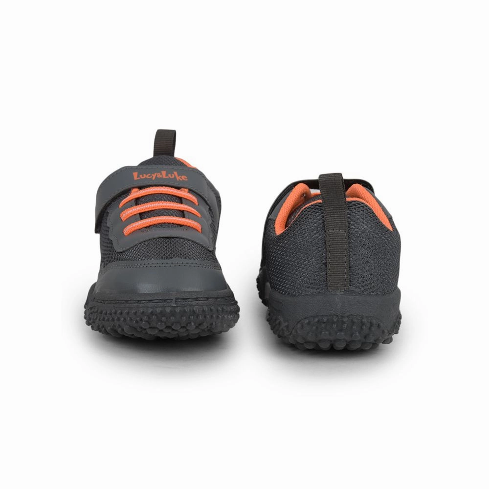 Lucy & Luke Grey Sports Non Lacing Shoes For Kids QUICK-1 By Liberty The Best Walking