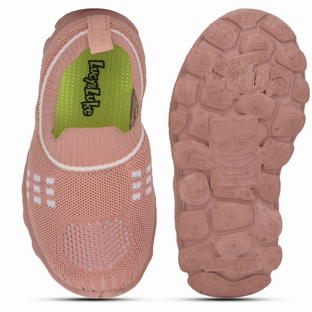 Difference Between A Running Shoe And A Walking Shoe Lucy & Luke (Peach) Casual Non Lacing Shoes For Kids KDL-07 By Liberty
