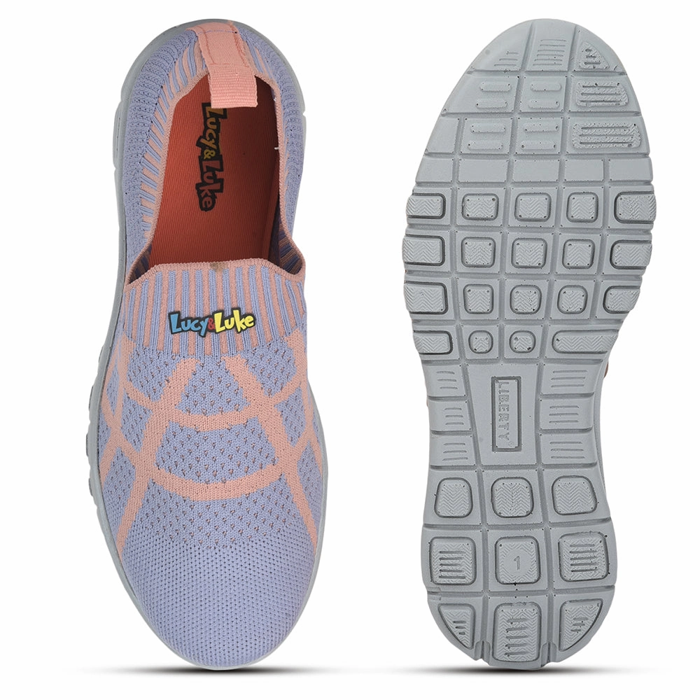 Walking Walking Shoe Walking Lucy & Luke (Purple) Sports Non Lacing Walking Shoes For Kids 2123-21 By Liberty