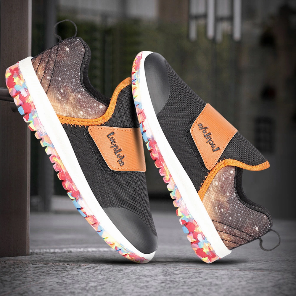 Lucy&Luke Sports Orange Non Lacing Walking Shoes For Kids JAMON-E By Liberty Best Walking Shoes Back Pain