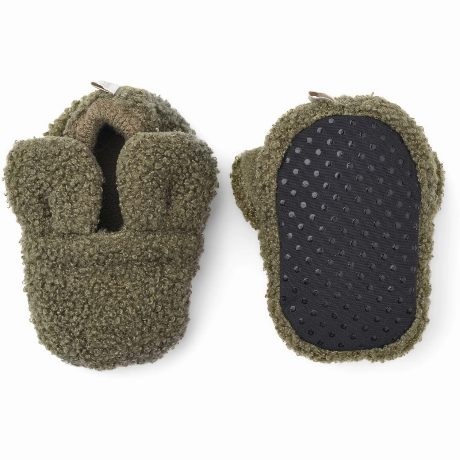 MarMar Bonded Teddy Olive Leaf Abal Fleece Booties Slip Resistant Slippers