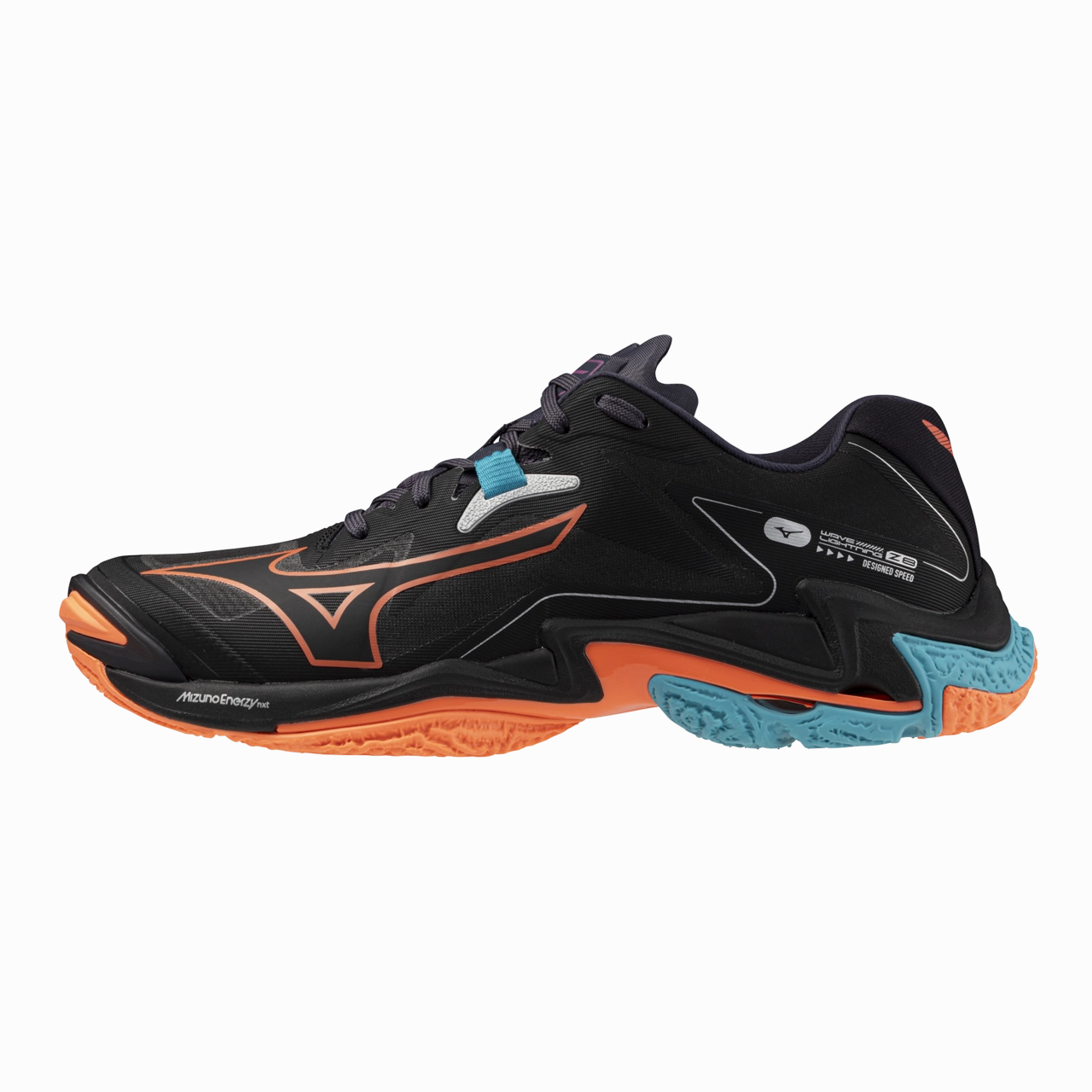 Asics Volleyball High Top Shoes WAVE LIGHTNING Z8 - Black/Neon Flame/Peacock Blue (NEW)