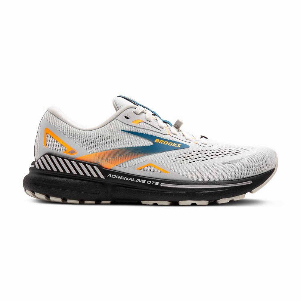Men's Brooks Adrenaline GTS 23 GTX, Oyster Mushroom/Orange/Blue, 11.5 D Medium Ladies Walking Shoes