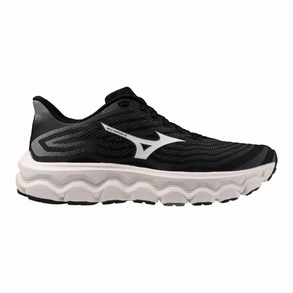 Best Japanese Walking Men's Mizuno Wave Horizon 8 Running Shoe in Black White