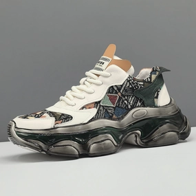 Mary Jane Brogue Oxford Shoes Men Stylish Color Matching Fashion Thick Soled Sneakers