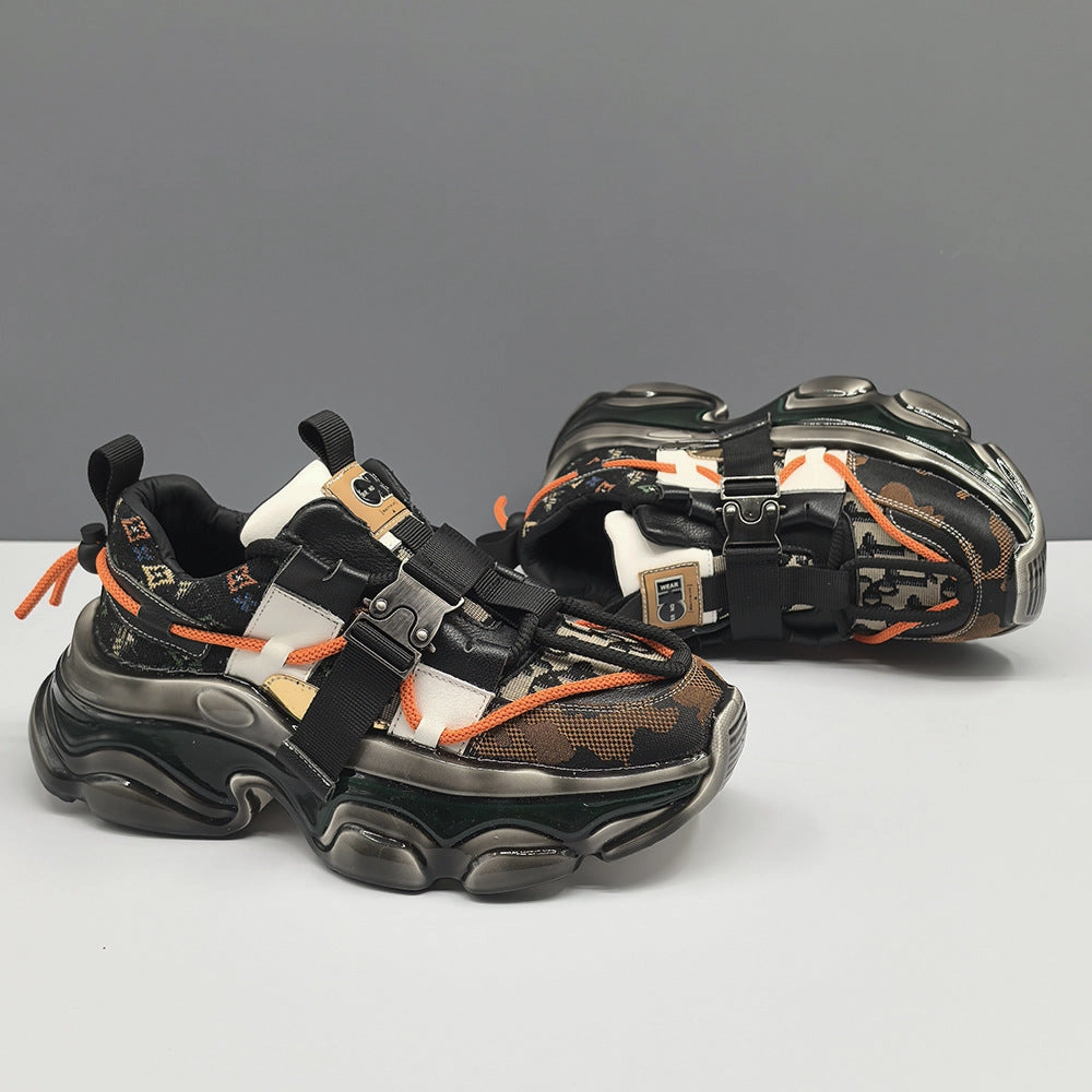 Civil War Brogan Shoes Men Stylish Patchwork Fashion Chunky Soled Sneakers